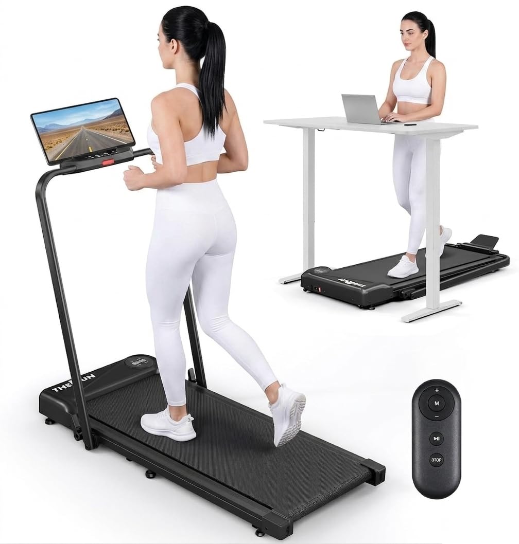 View 1 of ***FACTORY SEALED***THERUN Walking Pad with Handle Bar, Compact Under Desk Portable Treadmill