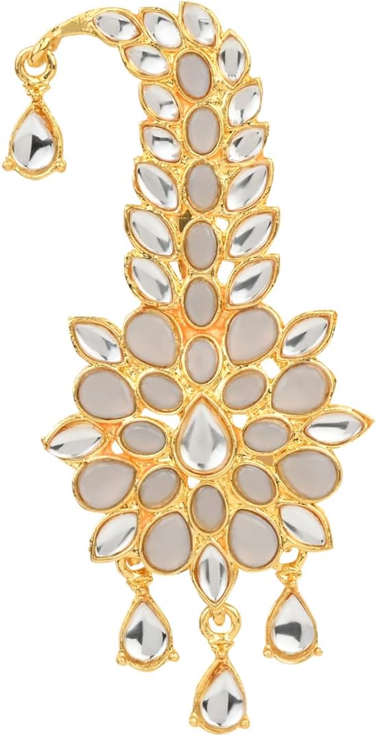 I Jewels Gold Plated Indian Traditional Handcrafted Kundan And Stone Safa Dulha Pagadi Kalangi Brooch for Groom Men