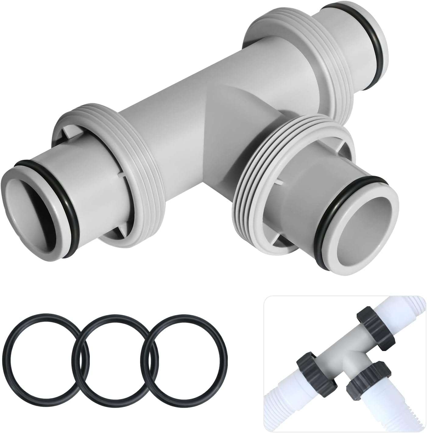 Adattatore per Tubo da Piscina 2 Pezzi Adattatore di Ricambio per Pompe Adattatore per Tubo di Ricambio Filettato Della Pompa con Collare per Tubi Da 1,5 e 1,25