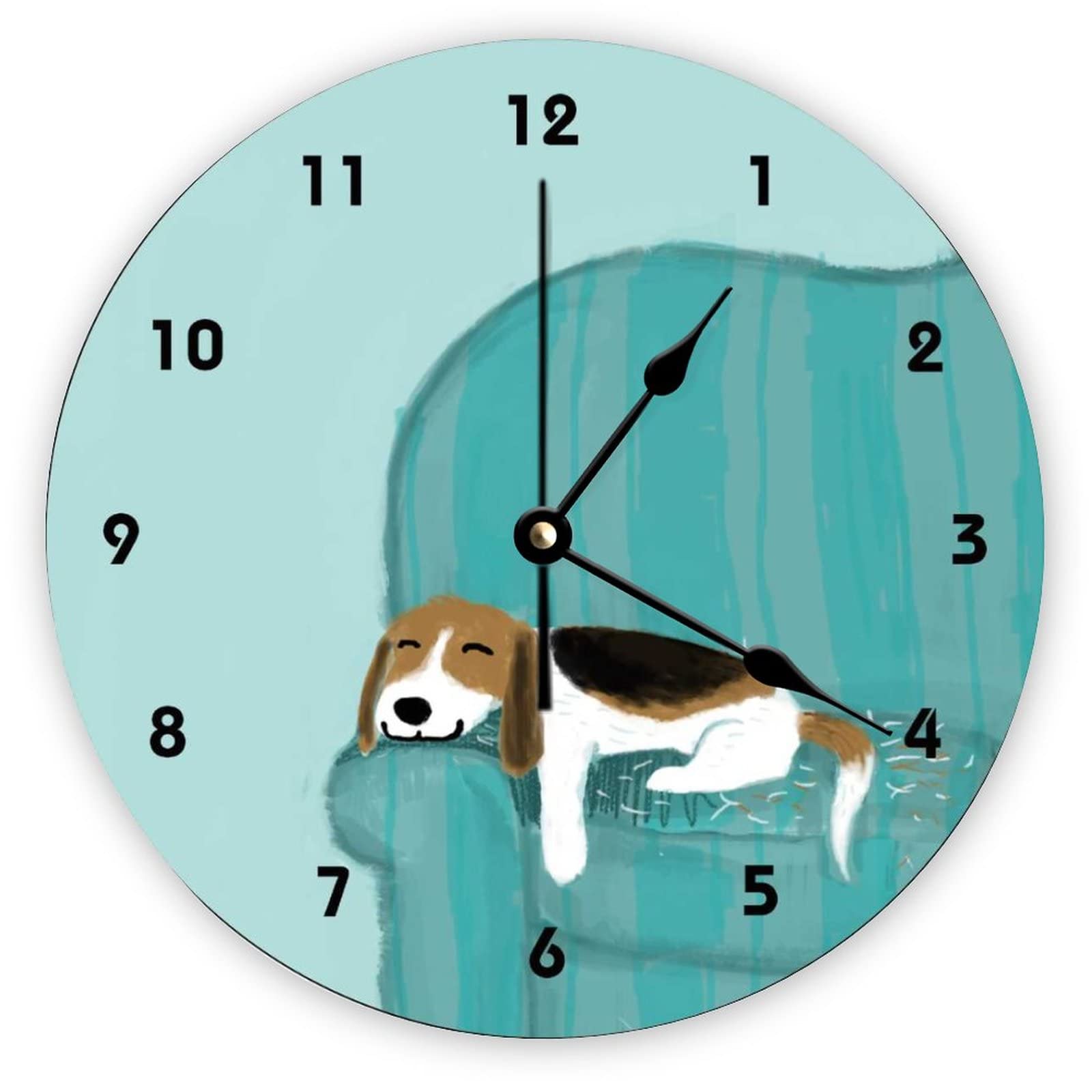 Horloge murale salon et bureau Funlucy avec chien beagle mignon