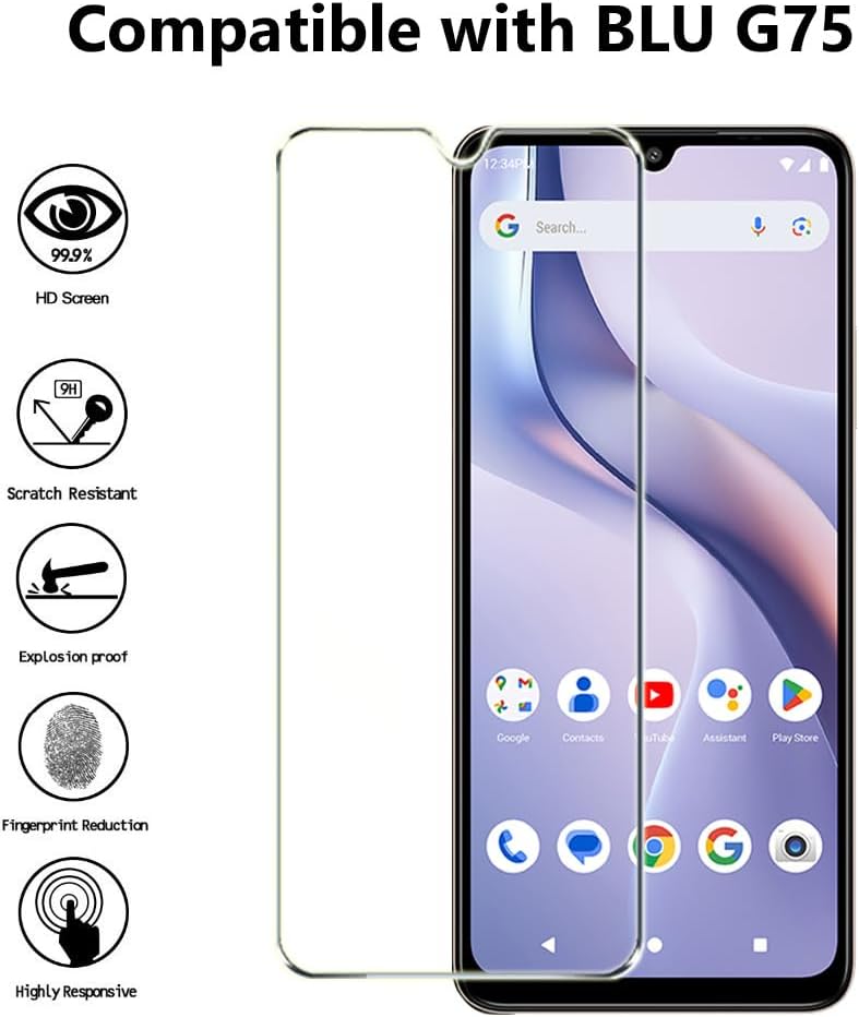 Compatible with BLU G75 Screen Protector, BLU G75 Tempered Glass Screen Protector, 9H Hardness, HD Clear, Anti-fingerprint, Anti-Scratch, Case-Friendly, Bubble Free -3 Pack - Image 2