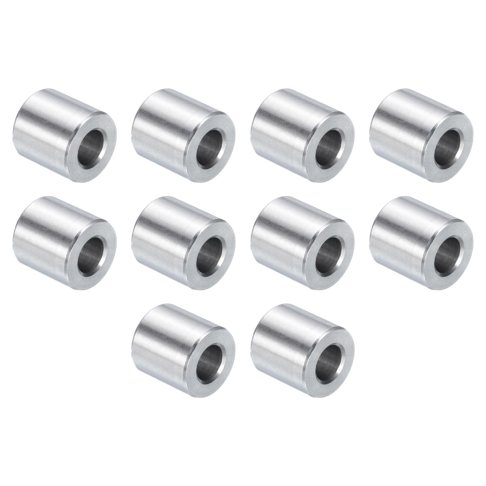 uxcell 10pcs Stainless Steel Spacer 1/4" Bore x 1/2" OD x 1/2" Length Screw Standoff Bushing Plain Finish Round Metal Spacer for 1/4 Screws Bolts and