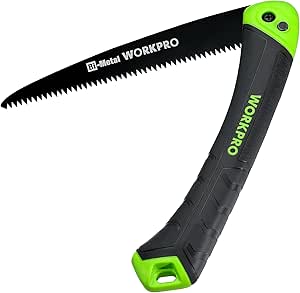 WORKPRO Folding Saw, Portable Hand Saw with 7 Inch Blade, Pruning Garden Saw with Triple Cut Teeth, Ideal for Trees Trimming Cutting Camping Gardening Hunting, Safety Button Lock