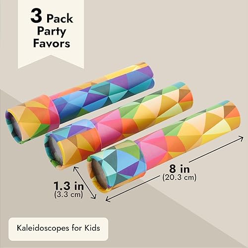 Miniatura 4 de Blue Panda Prisma arcoíris para niños, caleidoscopio, paquete de 3, 8 x 1.3 pulgadas, visor de prisma de plástico con patrones retro y paquete de