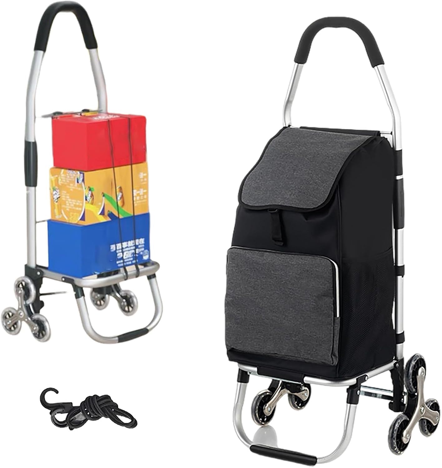 Folding Grocery Trolley, Stair Climbing Cart, Lightweight Shopping Cart with 40L Capacity for Easy Transport – Ideal for Groceries and Errands(Black)