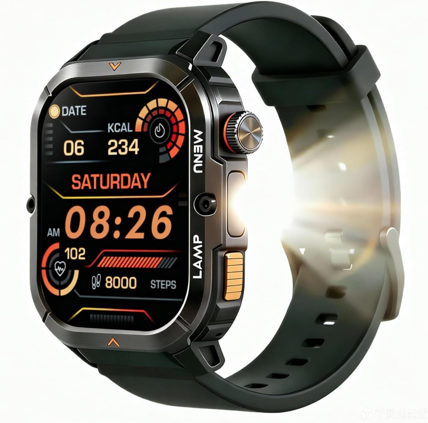 AGM Legion 3 Ultra Smartwatch Uomo,100+ modalità sportive,torcia | Corpo robusto in metallo completo,Display AMOLED da 1.95 pollici,Impermeabile 5ATM,Chiamate Bluetooth,
