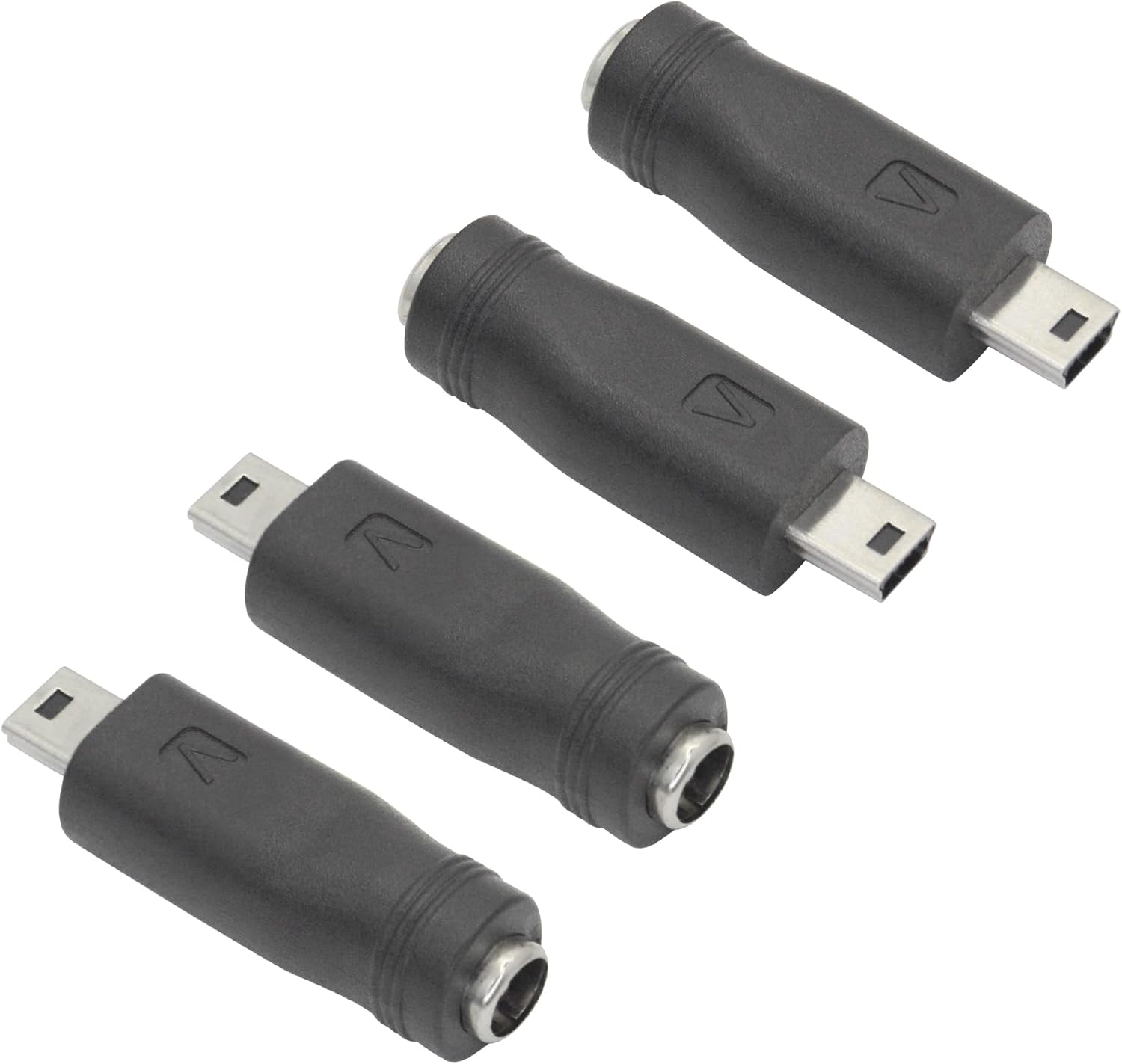 DC 5.5x2.1mm Female to Mini USB Male Power Adapter 5V 4-Pack | DC 5521 to Mini USB Adapter, Suitable for Powering or Charging Micro USB Devices Such As Dash Cameras and GPS Nnits