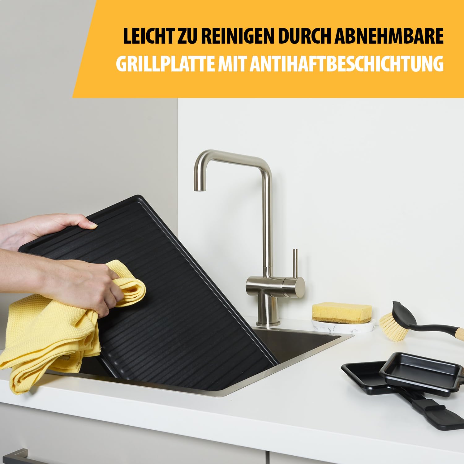 Tristar Raclette – 8 Personen – Kochfläche 42 x 23 cm – Einstellbarer Thermostat mit Lichtring – 1400 W – Schwarz – RA-2746