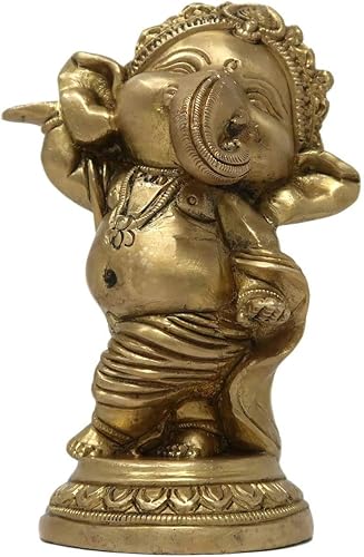 Decoración religiosa para el hogar, estatua de metal de latón cruzada, para bailar bebé, ganesha para hindúes de 5.3 x 2.6in 32.63oz