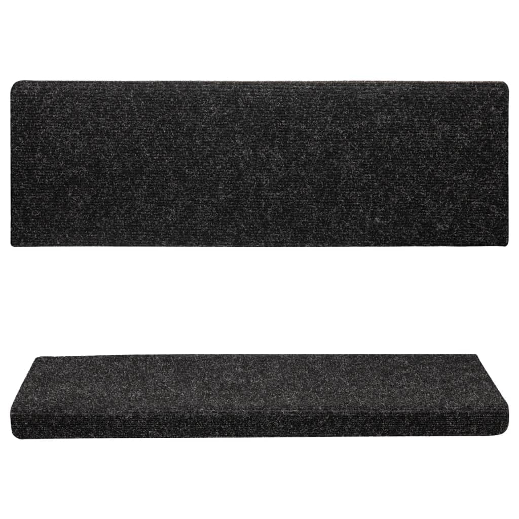 vidaXL Tappetini per Scale autoadesivi 15 pz 65x21x4 cm Neri Bordo Rettangolare