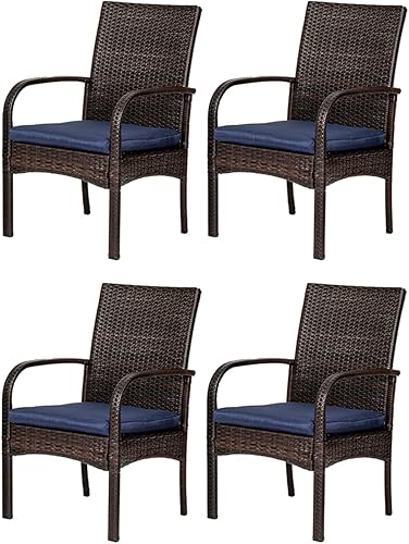 SAILARY Sillas de comedor de mimbre para patio con cojines acolchados sillas de ratán para exteriores con soporte para reposabrazos de 350 libras