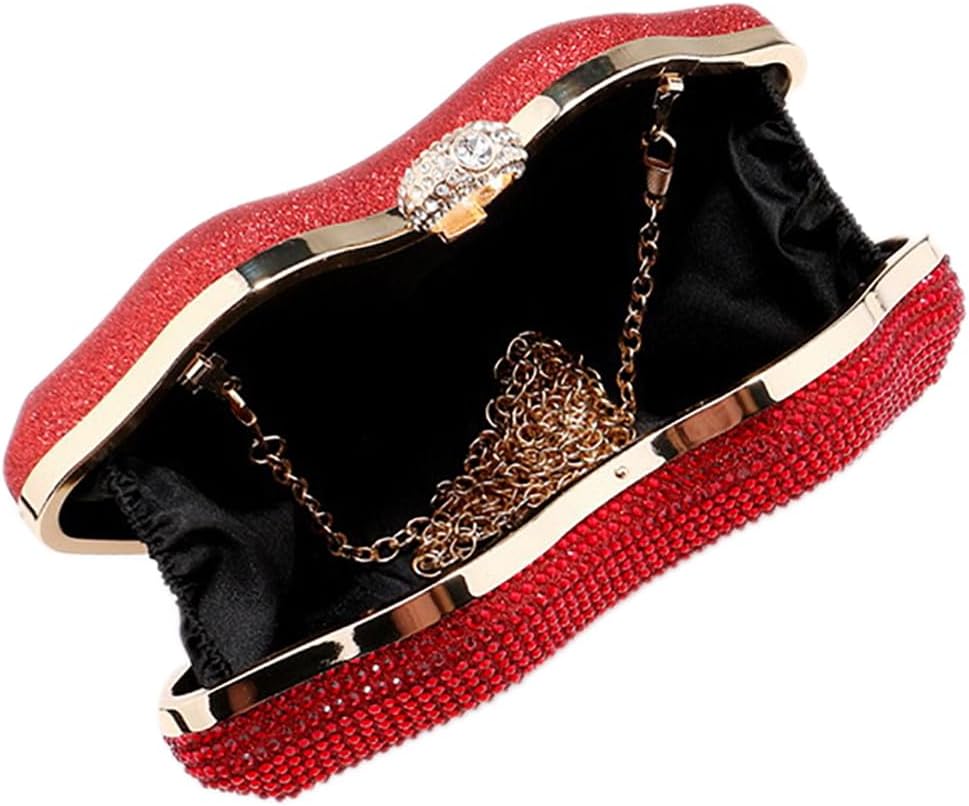 Women Lip Shaped Purse Rhinestone Clutch Bags Sparkling Evening Bag Novely Party Handbag Prom Bag for Wedding Date - Image 5