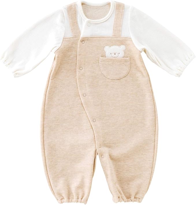 Amazon Co Jp 日本製 ツーウェイオール 50 70 ベージュ 男の子 女の子 冬 くまポケット 赤ちゃんの城 服 ファッション小物