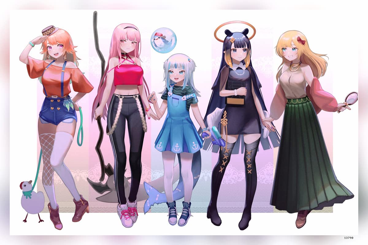 POSTERDADDY Hololive Takanashi Kiara Mori Calliope Gawr Gura Ninomae Ina Nis Matte Finish Paper Poster Print 12 x 18 Inch (Multicolor) PD-13790