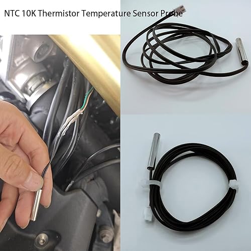 Miniatura 5 de 4pcs NTC 10K 3950 Termistor 1 M, sonda de sensor de temperatura de termistor 10K, acero inoxidable 3950 NTC 10K Sonda de sensor de temperatura uso