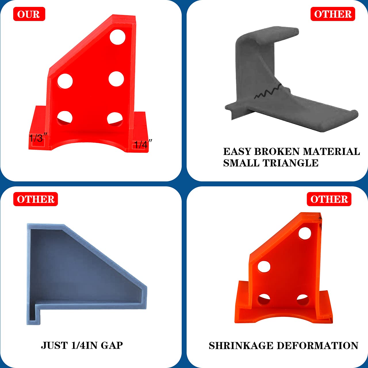 Set professionale da 40 distanziatori per pavimenti, per laminato, vinile e parquet, con spazi di 0,63 cm (1/4”) e 0,85 cm (1/3”), riutilizzabili per una posa precisa (40 pezzi, rosso)