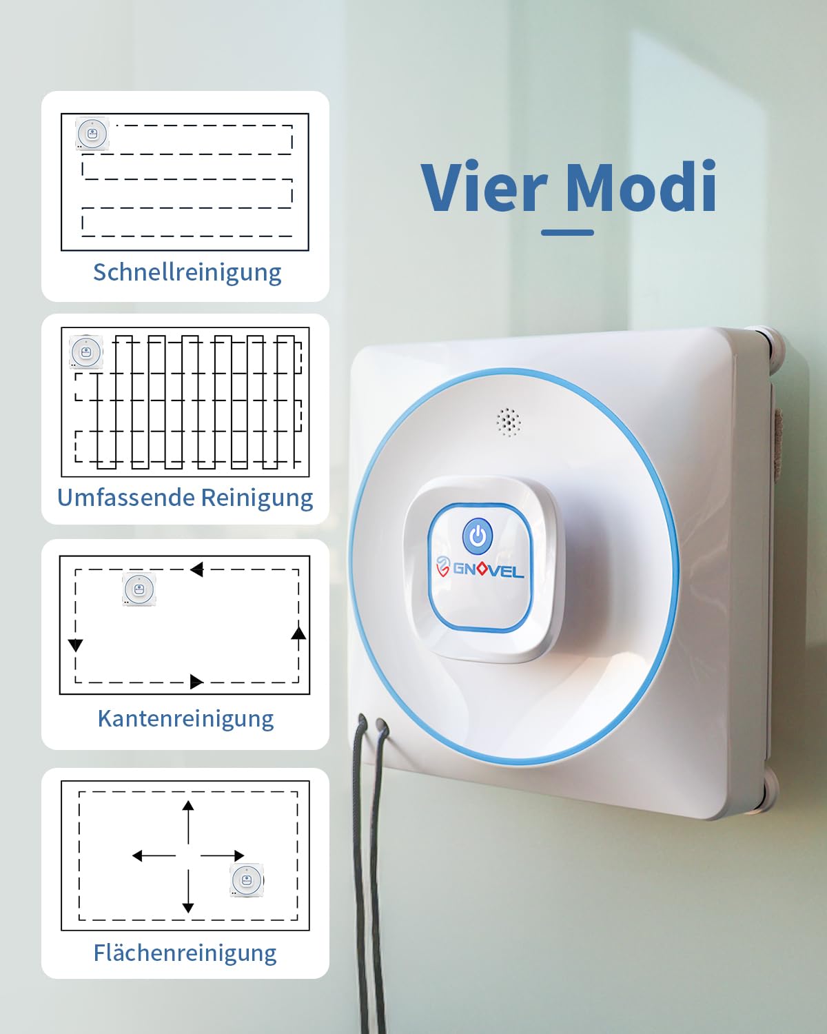 Fensterputzroboter mit 8000Pa Saugkraft, 15-fach Anti-Absturz-System, 4 Reinigungsmodi und Auto-Sprühtechnik - Ideal für Fenster, Spiegel und Glastüren