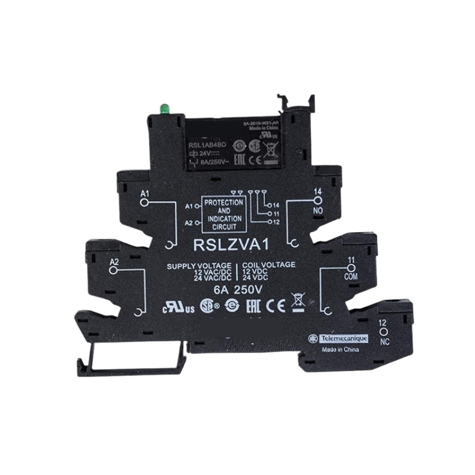 Relais enfichable 6A 24V rail DIN pour interface de commande 6kV