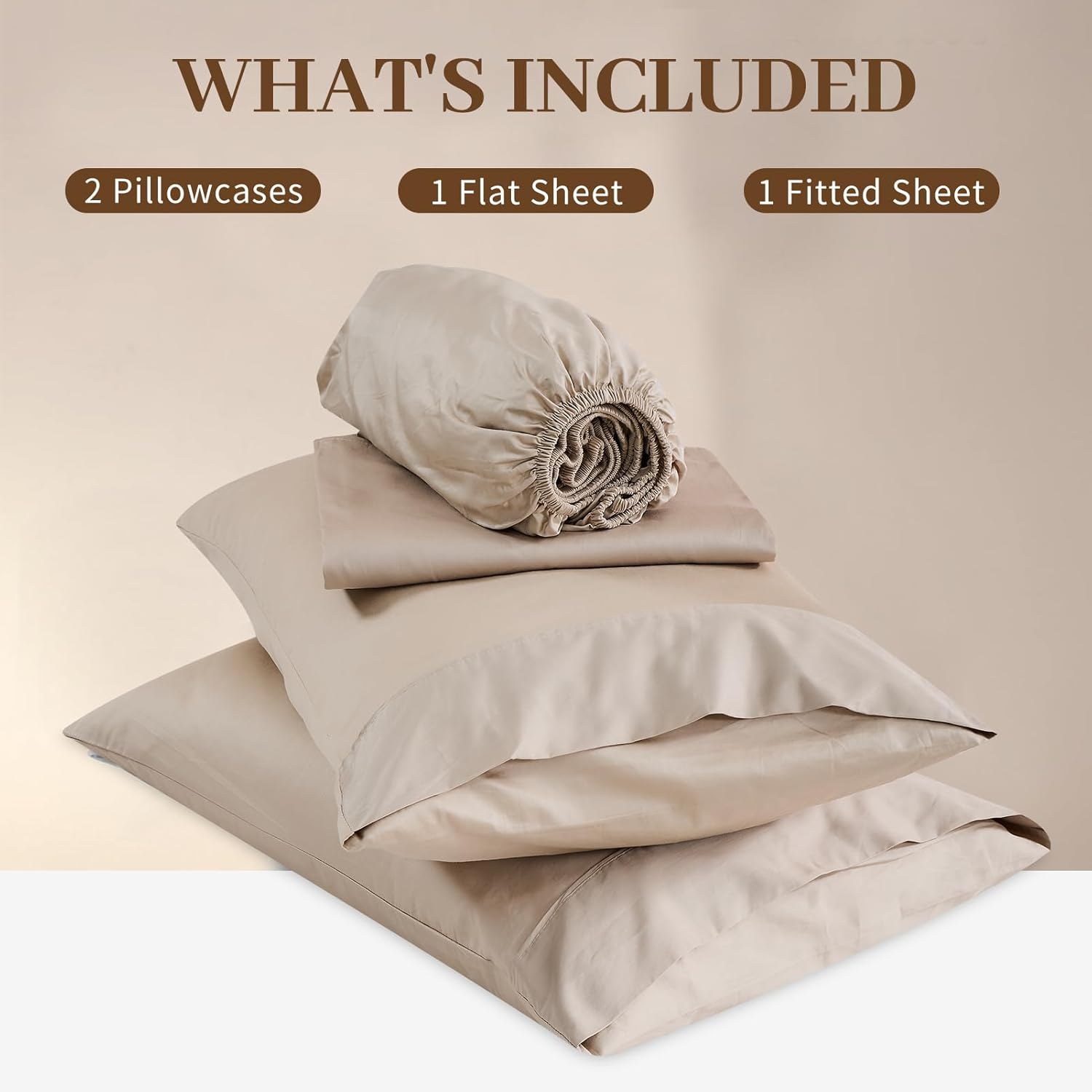 Bedlifes Deep Pocket Sheets 18-24 Inch, Queen Size Egyptian Cotton 1000 Thread Count, 4-Piece - Fits Extra Thick Mattresses, Cooling & Breathable (Linen) - Image 7