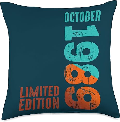 Miniatura 4 de October Year Retro Limited Edition 1989 Throw Pillow, 16x16, Multicolor