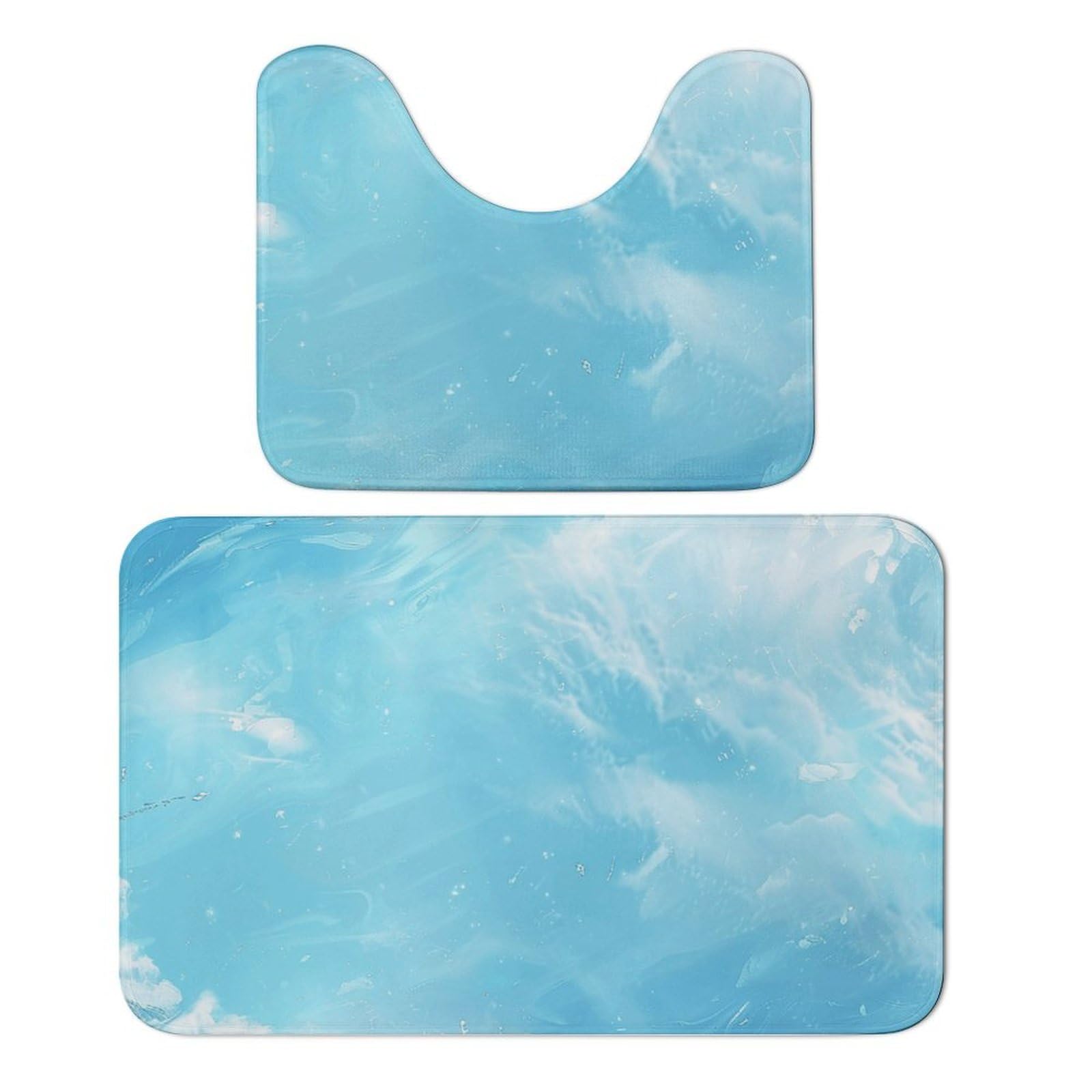 Tapis de sol pour chambre et bain antidérapant en velours bleu