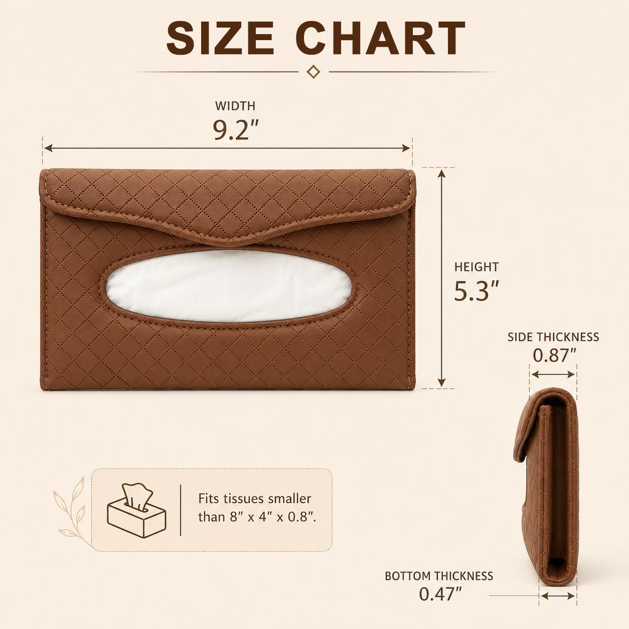 Car Tissue Holder, PU Leather Auto Sun Visor Paper Towels Case Mask Dispenser, Clip-On Sunvisor Hanging Napkin Holder Universal for Cars SUVs Trucks, Car Accessories (Brown) image 2