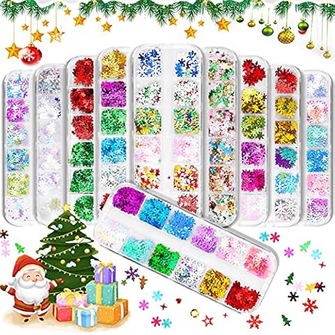 Kalolary 120 Grids Nägel Schneeflocken Pailletten Cover