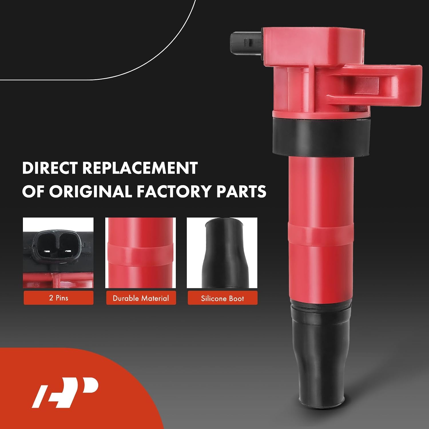 A-Premium Ignition Coil Pack and Iridium Spark Plugs Compatible with Hyundai Sonata 2006-2010, Santa Fe 2007-2009 & Kia Optima 2006-2008, Set of 6, Red - Replace# ‎27301-3C000