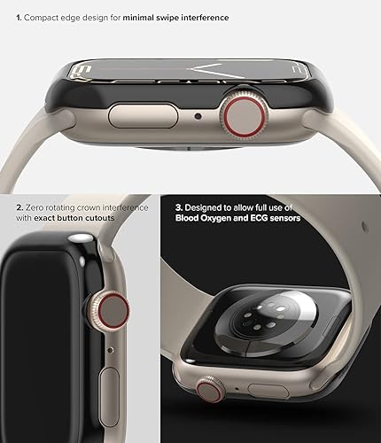 Miniatura 5 de Ringke Estilo bisel elegante marco de acero inoxidable compatible con Apple Watch Series 8, 7, SE2 de 1.77 pulgadas, funda protectora antiarañazos,