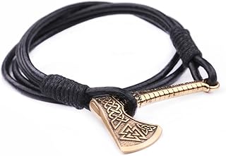 Viking Slavic Perun's Axe - Pulsera trenzada de piel con ancla, color marrón