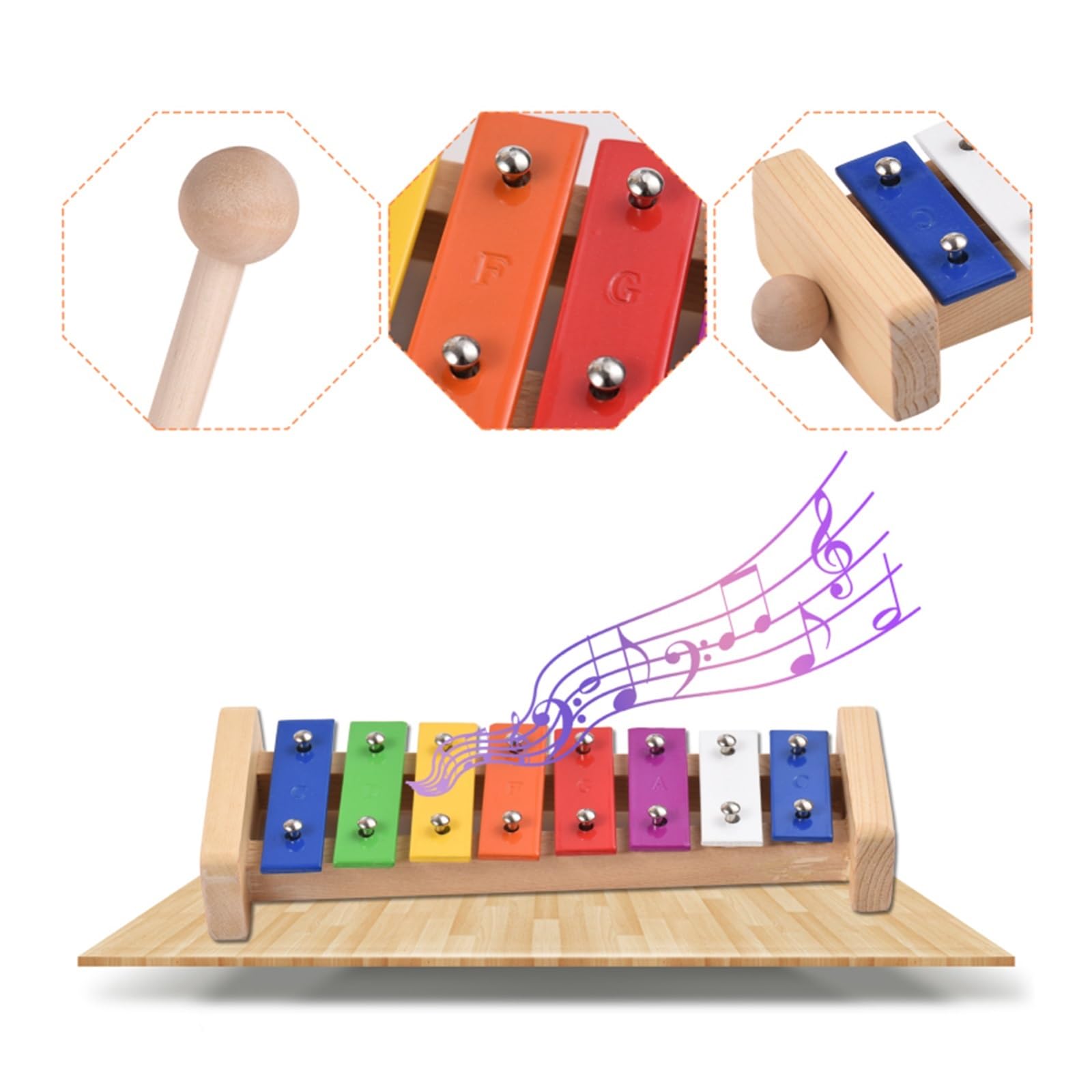 8 Keys Xylophone | Glockenspiel di dimensioni compatte colorato