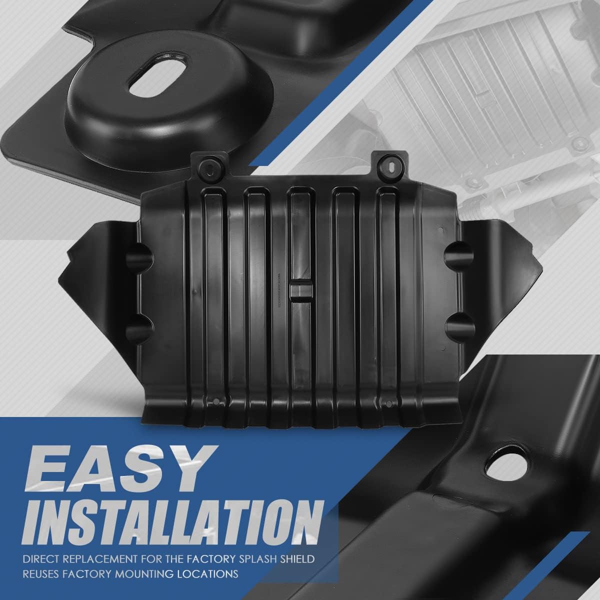 Auto Dynasty Front Lower Engine Splash Shield Compatible with Cadillac Escalade ESV EXT Chevy Tahoe Suburban Silverado Sierra Yukon XL 1500 0.5 Ton 2007-2014, Bare Black