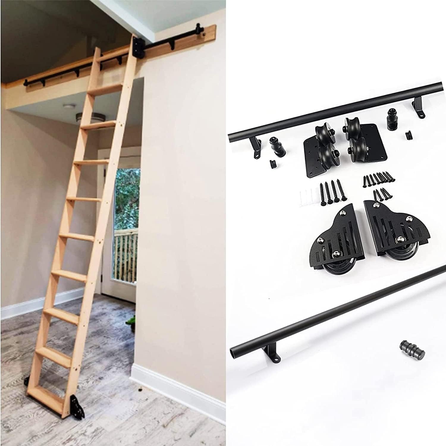 Kit quincaillerie pour echelle coulissante tube rond noir de 3,3 a 20 pieds