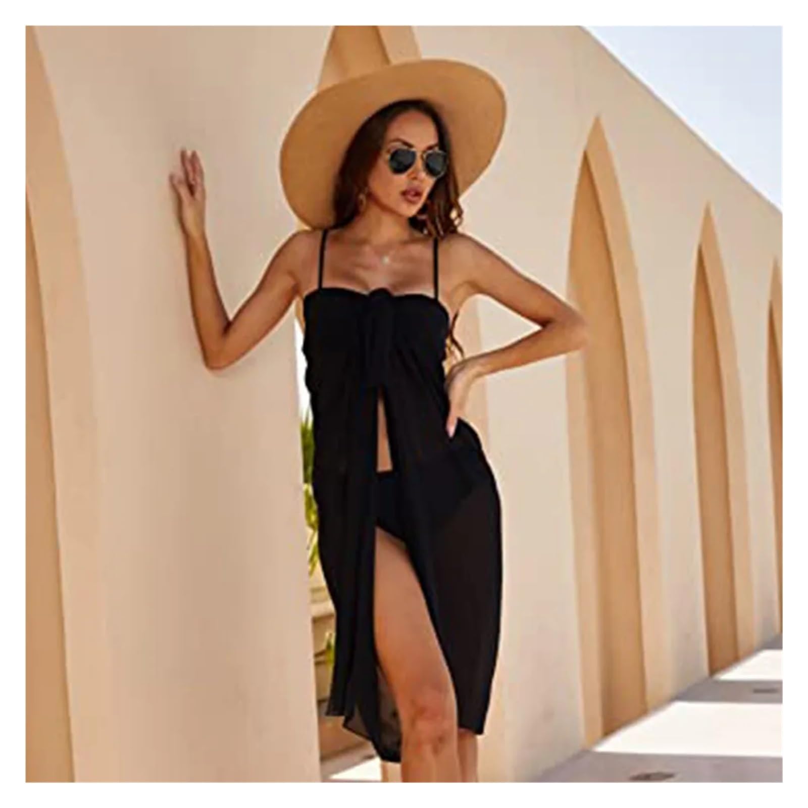 Falda Corta Larga De Playa for Mujer | Pareo Traje de baño Encubrimientos Verano Bikini Wrap Bufanda transparente for encubrimientos de trajes de baño