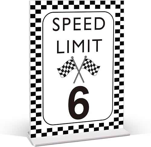 Miniatura 12 de Decoración de cumpleaños de coche de carreras, letrero de límite de velocidad 3, Fast One, decoración de fiesta de cumpleaños de auto de carreras