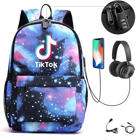 Amazon Tik Tok ティックトック リュック バックパック 大容量 リュックサック スクールバッグ 5色選び 大きいサイズ 学生 大人 青少年 通勤 通学 旅行 高校生 防水 メンズ レディース ブラック コスプレ 仮装 通販
