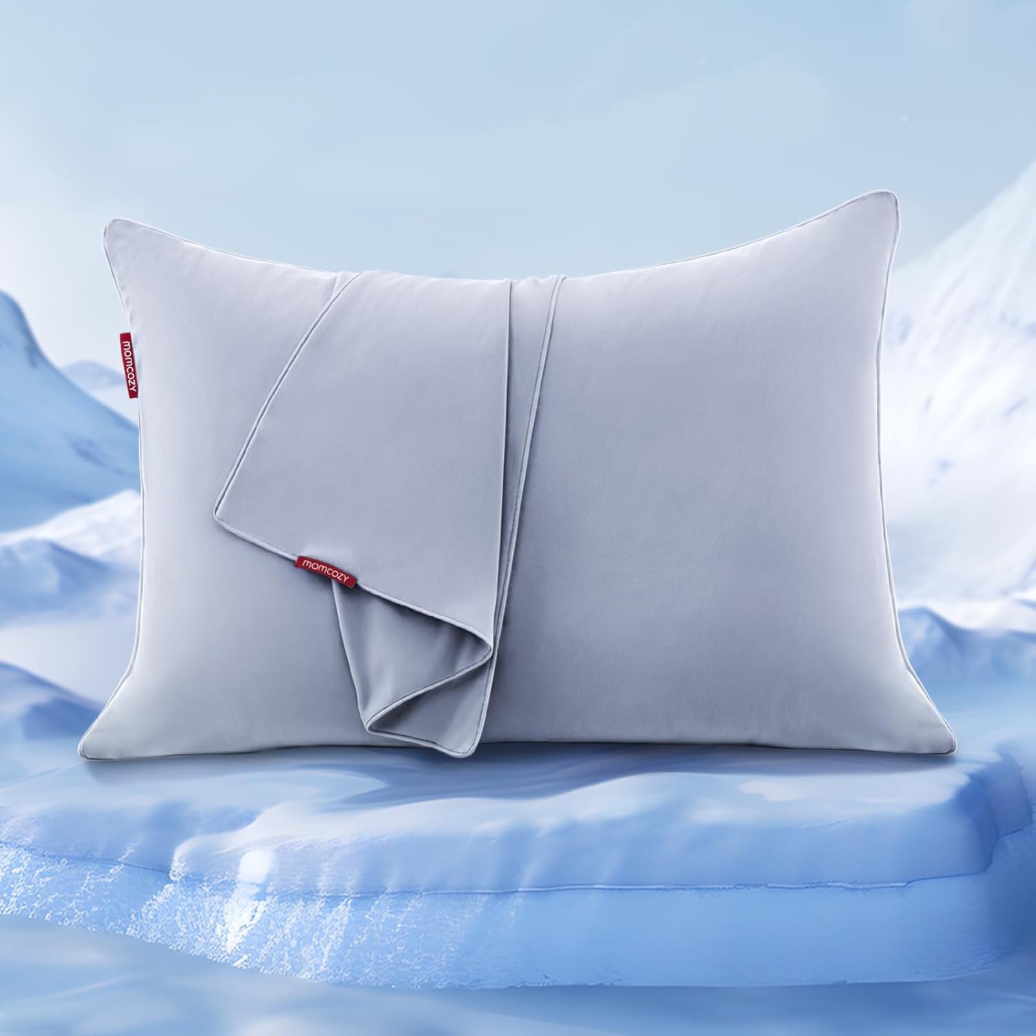 Momcozy Cooling Pillow Cases, Standard Size for 20''*26'' Pillow, Grey