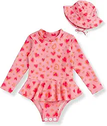 Maiô infantil Menina Manga Longa Proteção Uv Com Chapéu Babadinho