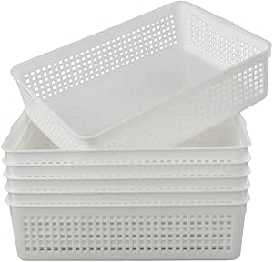 Set De 3 Petits Paniers De Rangement Empilables - Plastique - 15x9,8x5,8cm - Blanc, Vert, Rose - Uryxery