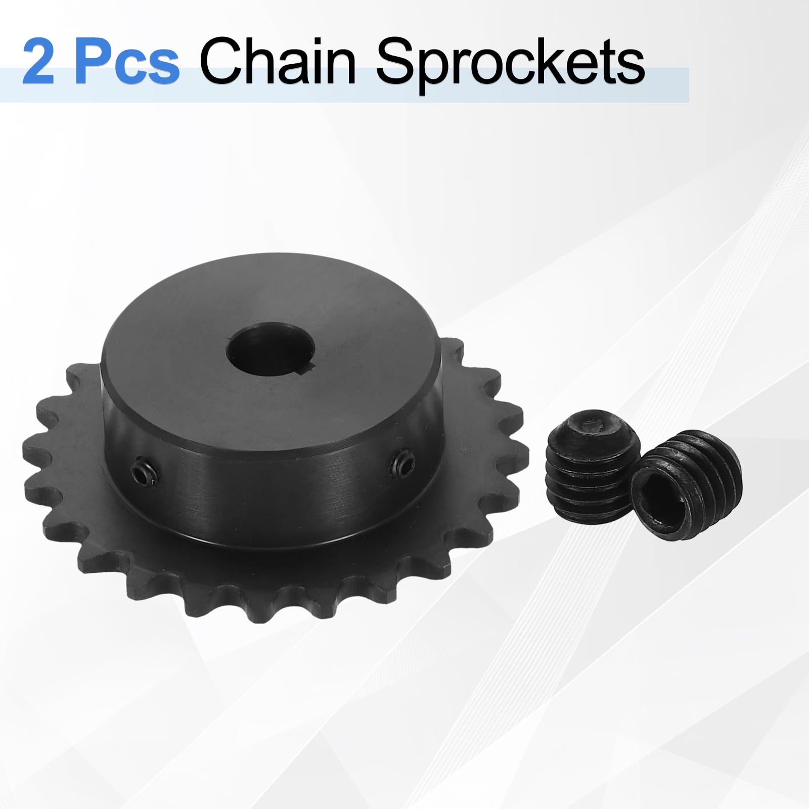 QUARKZMAN 2 Pcs #35 Piñón De Cadena De Rodillos 1/2" Diámetro Interior 24 Dientes Acero Al Carbono C45 ANSI #35 Piñón De Cadena De Rodillos Agujero Redondo Para Cadena ISO 06C