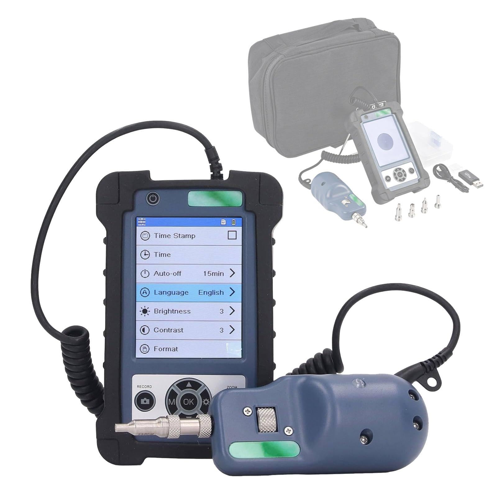BOOZXCV 3.5" LCD Fiber Optic Inspection Probe, 400X Magnification Endface Microscope with USB Charging & 4000mAh Battery, Portable Fiber Tool