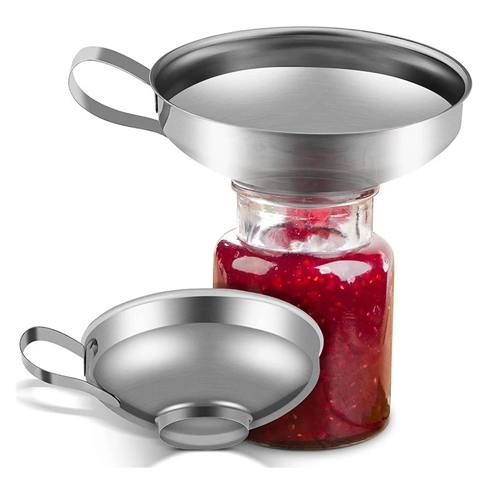 Embudos de Cocina, embudos pequeños de Metal, embudos de Boca Ancha de Acero Inoxidable de 2 tamaños for enlatar, embudos for líquidos, filtros de tolva, Utensilios de Cocina, etc.(S 10.5 cm)