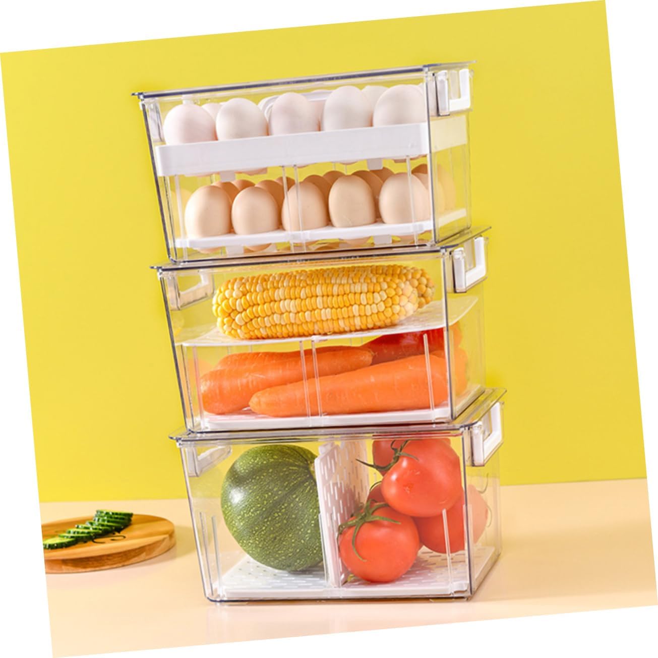 Refrigerator Egg Storage Box Freezer Egg Container Refrigerator Box Holder Bin Storage Containers Lids Airtight