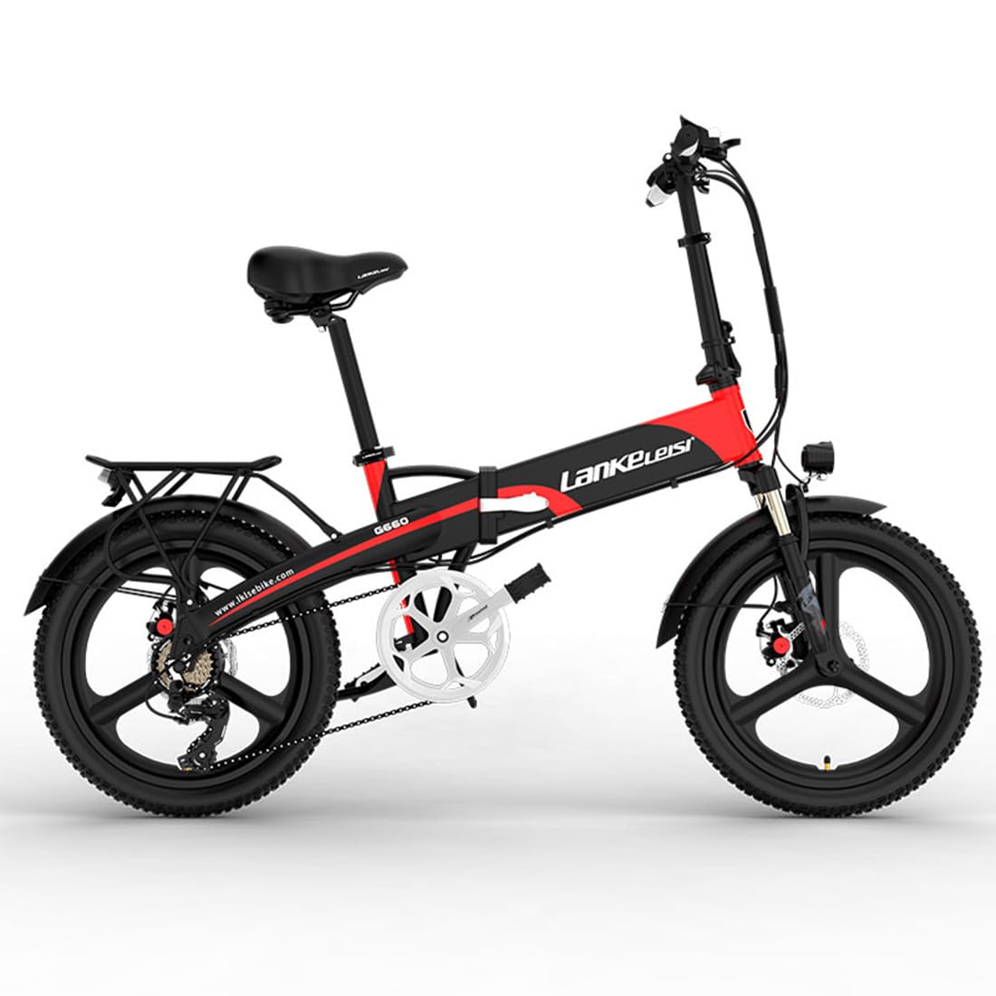 LANKELEISI La bicicletta elettrica pieghevole da città G660 è dotata di una batteria da 48V 12.8Ah e offre un'autonomia massima fino a 110 chilometri.