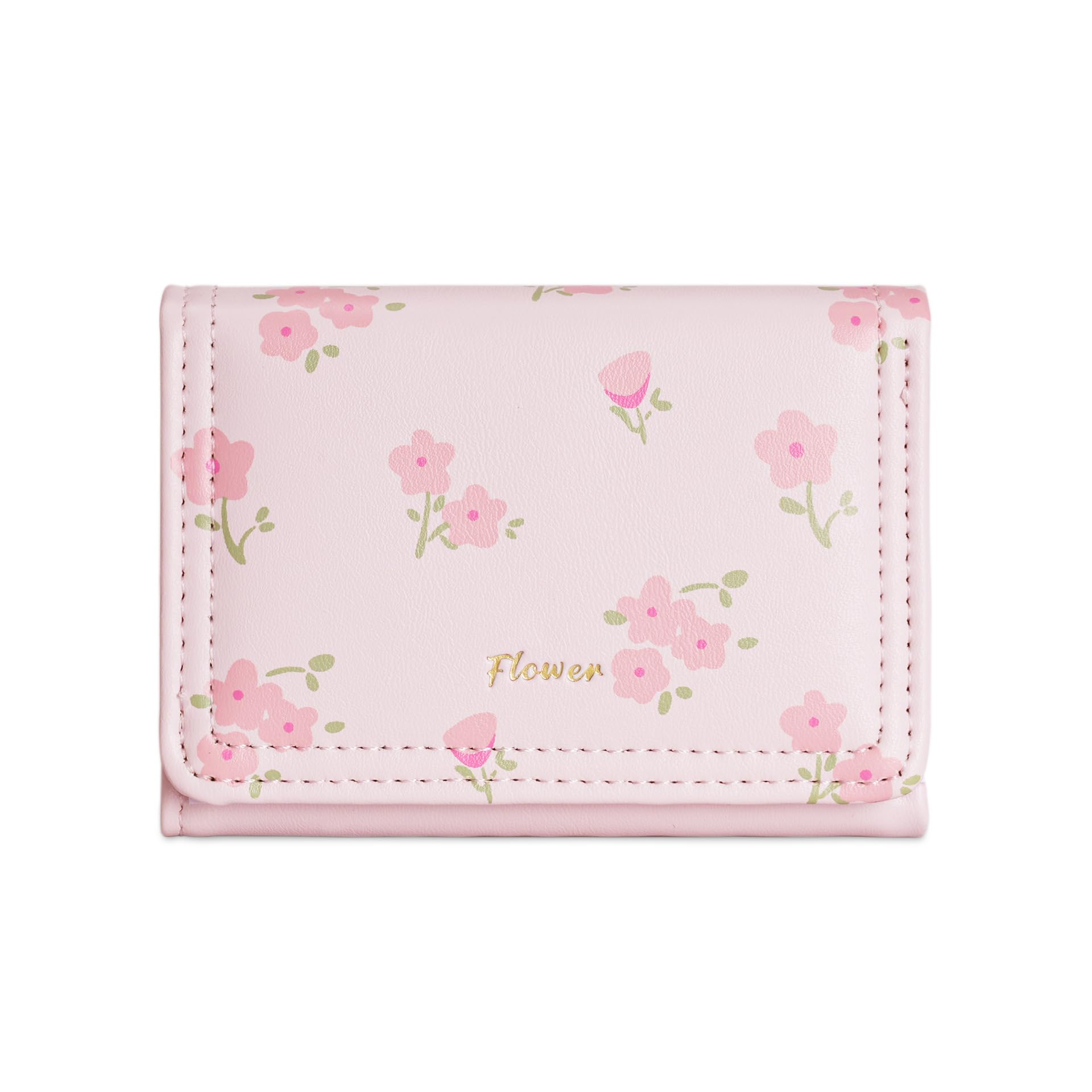 Women Floral Print Wallet | PU Leather Ladies Purse | Compact Trifold Wallet with Card Slots & Cash Compartment | Stylish Hand Wallet for Girls & Women (Pink)-image-20