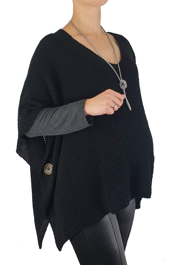 Mimosa Premaman Gravidanza Taglia Unica Poncho Capo a Maglia Collo a V qualità Premium con Bottoni Laterali con Un Sacchetto Regalo Gratuito