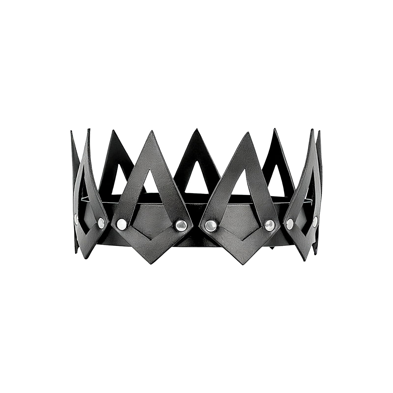 JUFYVO Leather Crown Vintage Tiara Gothic Cosplay Crown King Queen Crowns Halloween Costume Accessory for Hair Accessory Photo Prop