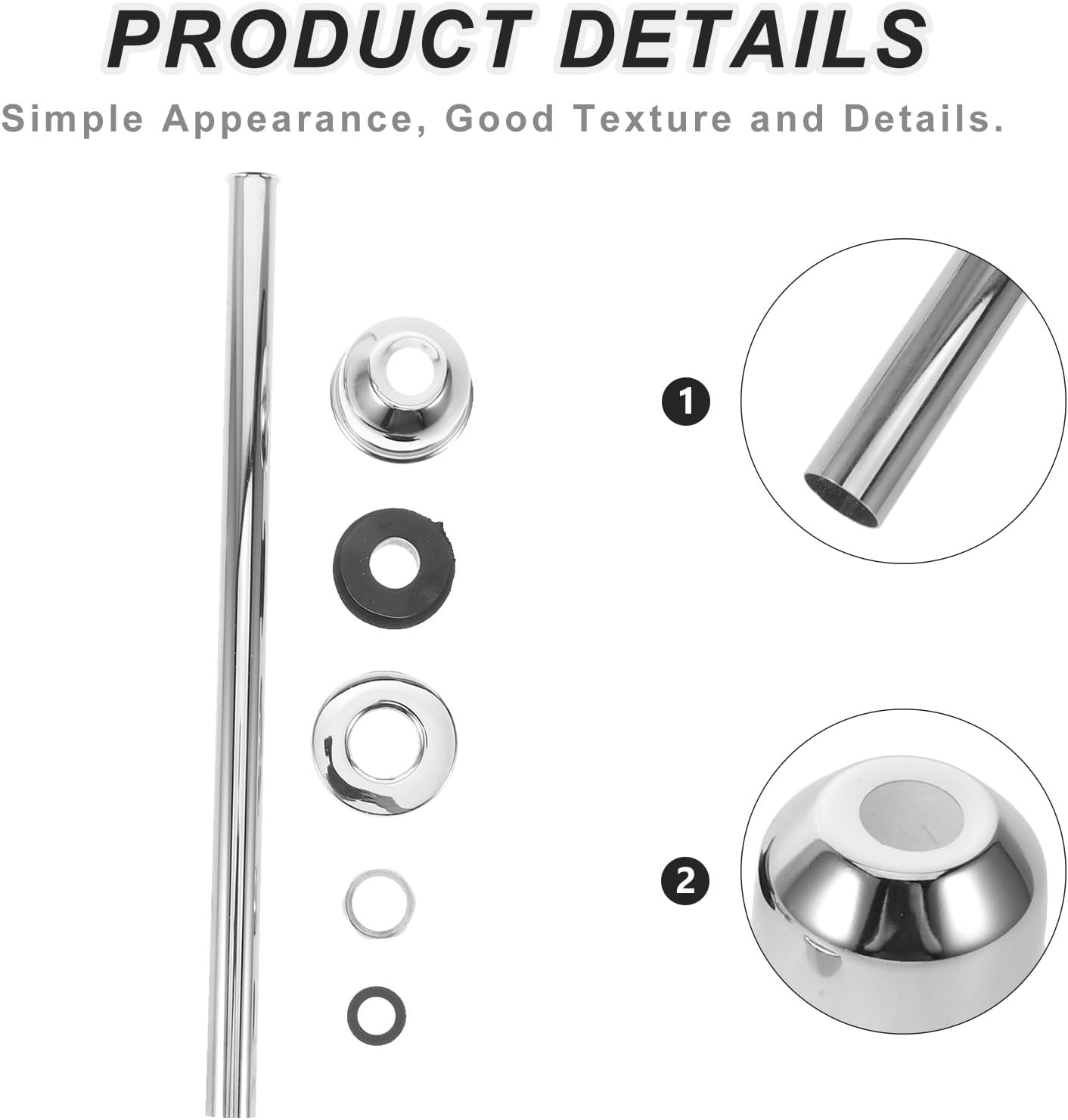 KICHOUSE 1 Set Urinal Water Inlet Pipe: Straight Metal Urinal Pipe - Bathroom Plumbing Connection Parts - Restroom Joint Tube with Seals Nut Lid for Bathroom Maintenance