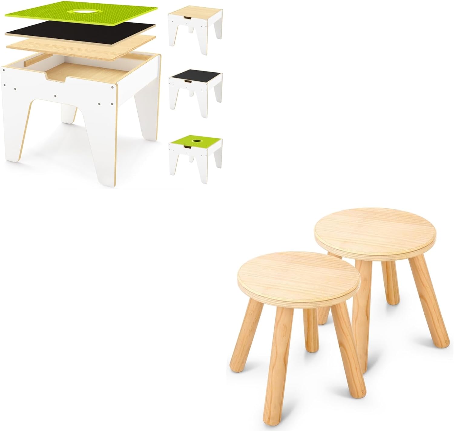 wingyz 4-in-1 Building Table & Twin Sitting Stools Set