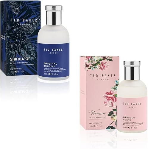 Ted Baker Woman Pink & Men Original Skinwear Fragrance Gift Set, Floral Green Eau De Toilette for Women & Woody Masculine Scent for Men. Perfume Bundle for Couples 2 x 100ml